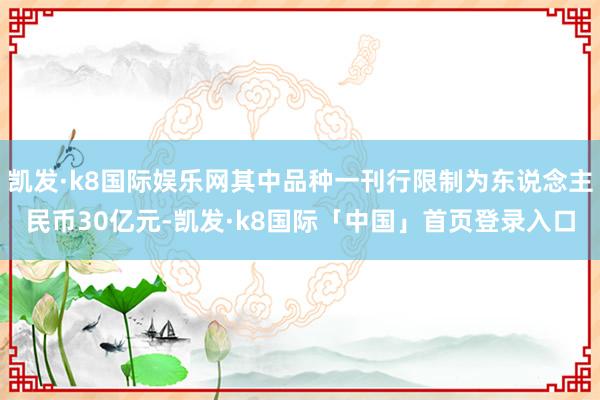 凯发·k8国际娱乐网其中品种一刊行限制为东说念主民币30亿元-凯发·k8国际「中国」首页登录入口